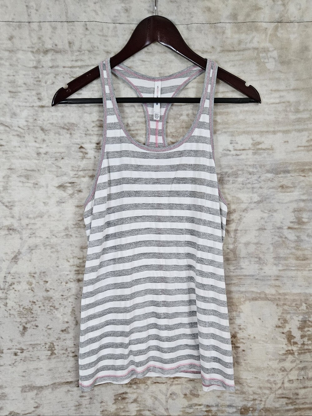Victoria’s Secret VSX L Athletic Muscle Tank Top Racerback Metallic Silver Pink
